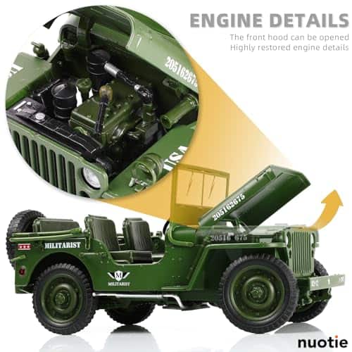 Modelo de Coche Jeep Willys MB 1/18 Vehículo Militar - Imagen 5