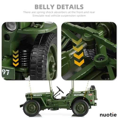 Modelo de Coche Jeep Willys MB 1/18 Vehículo Militar - Imagen 7