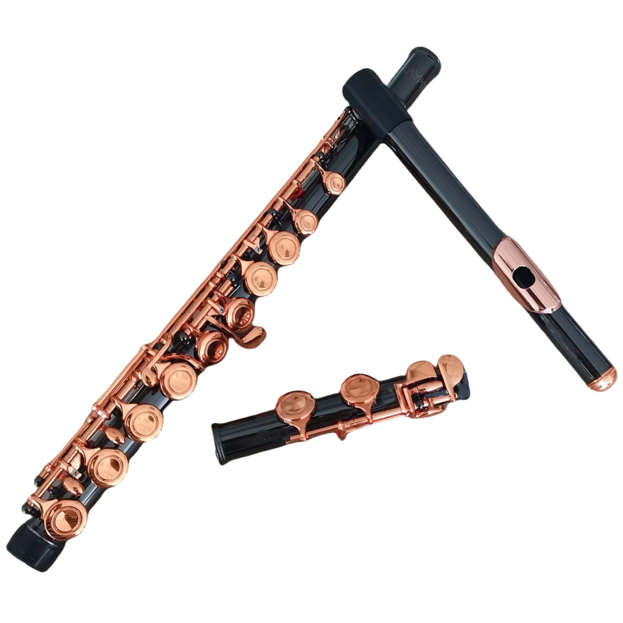 Flauta C KAYATA, Niquelada en Negro, Llaves en Oro Rosa, - Imagen 5