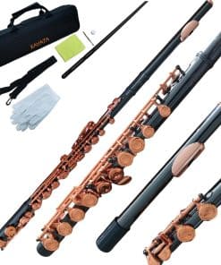 Flauta C KAYATA, Niquelada en Negro, Llaves en Oro Rosa,