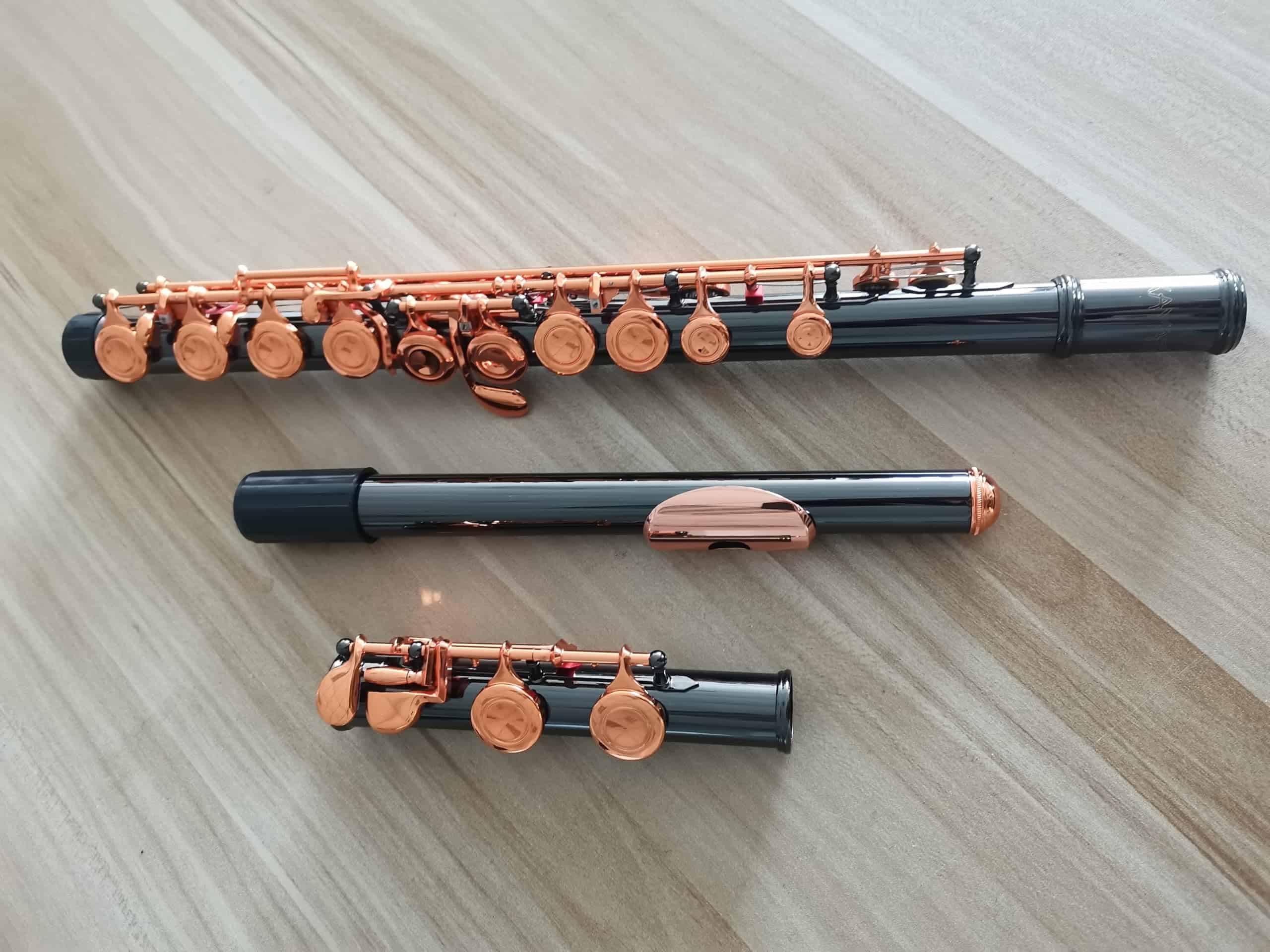 Flauta C KAYATA, Niquelada en Negro, Llaves en Oro Rosa, - Imagen 6