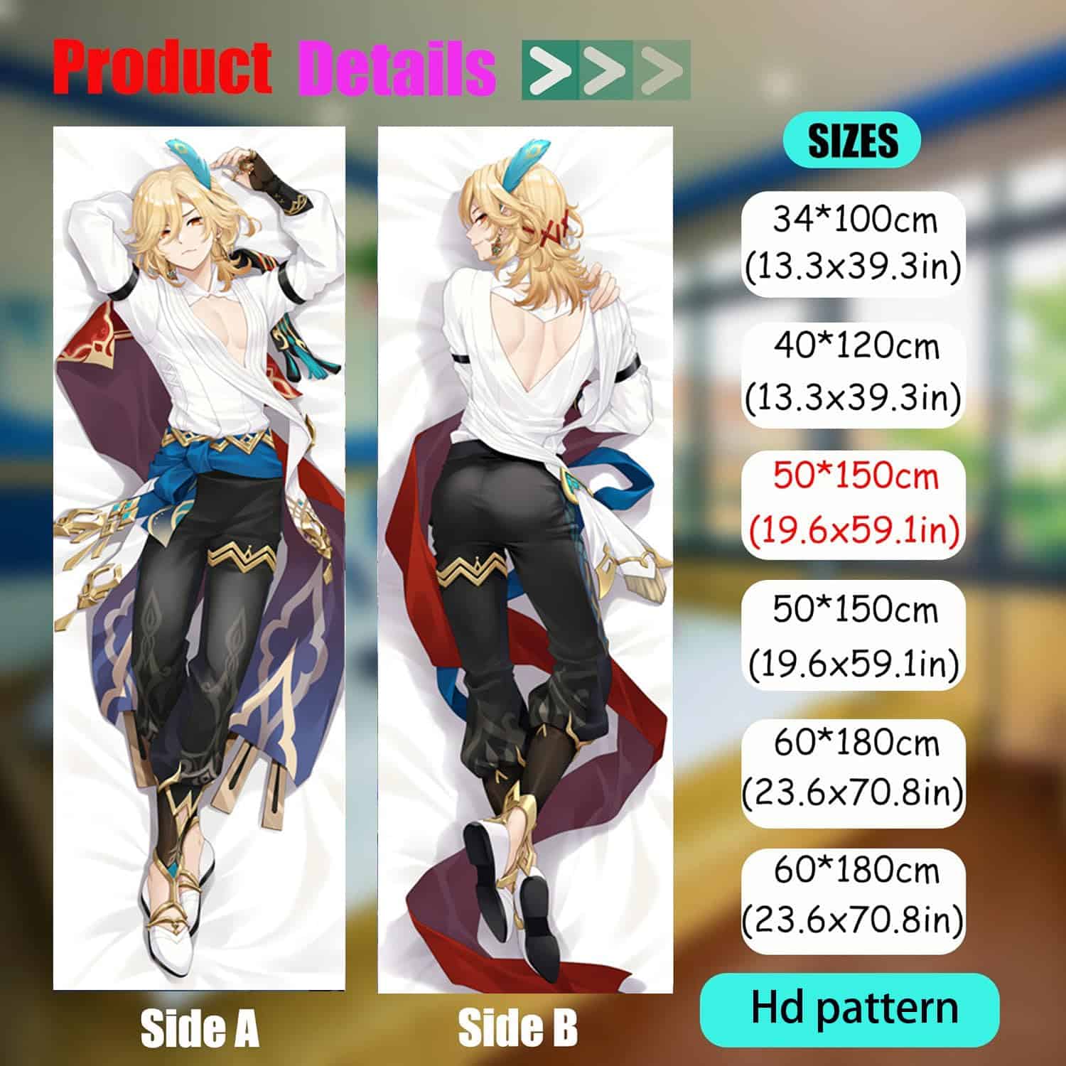 Funda de almohada Dakimakura Anime Genshin Impact de cuerpo - Imagen 4