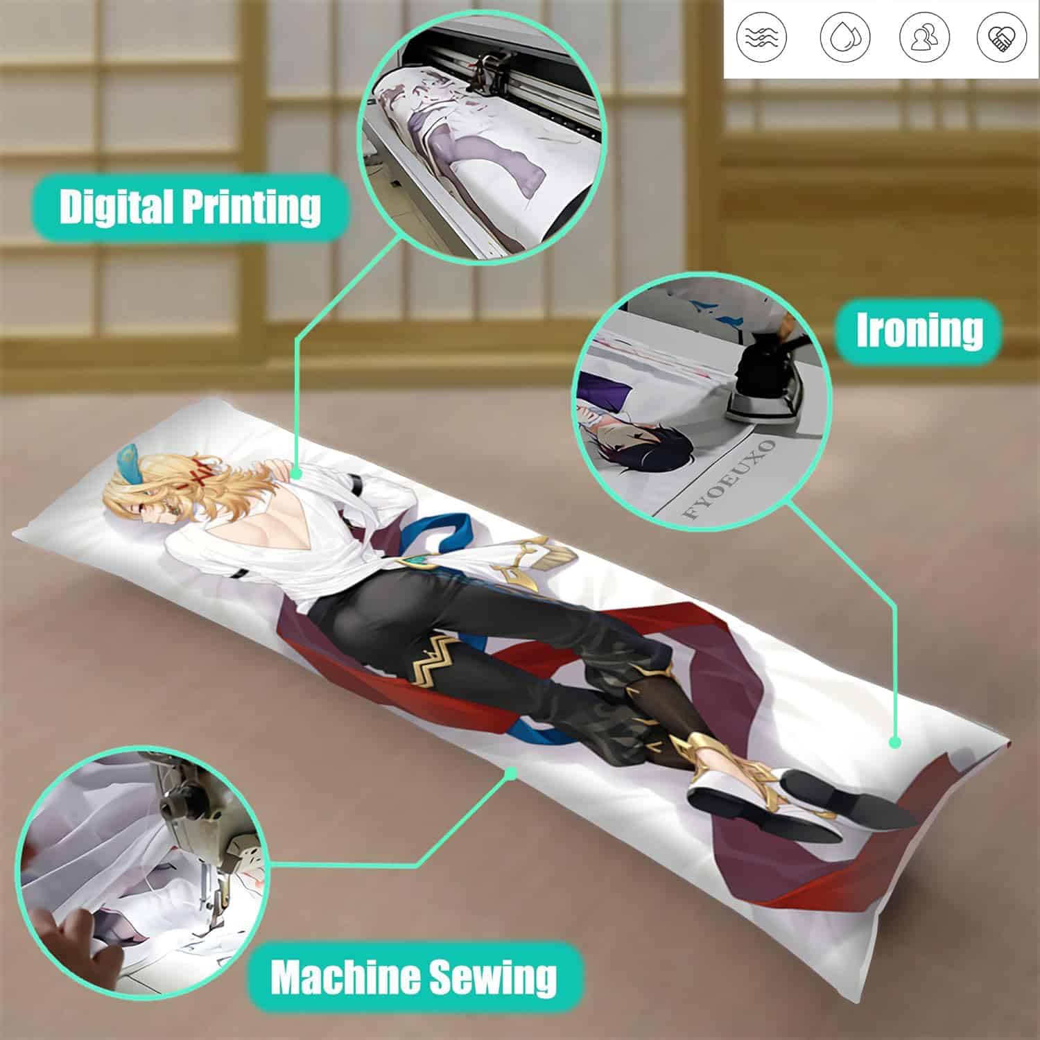 Funda de almohada Dakimakura Anime Genshin Impact de cuerpo - Imagen 5