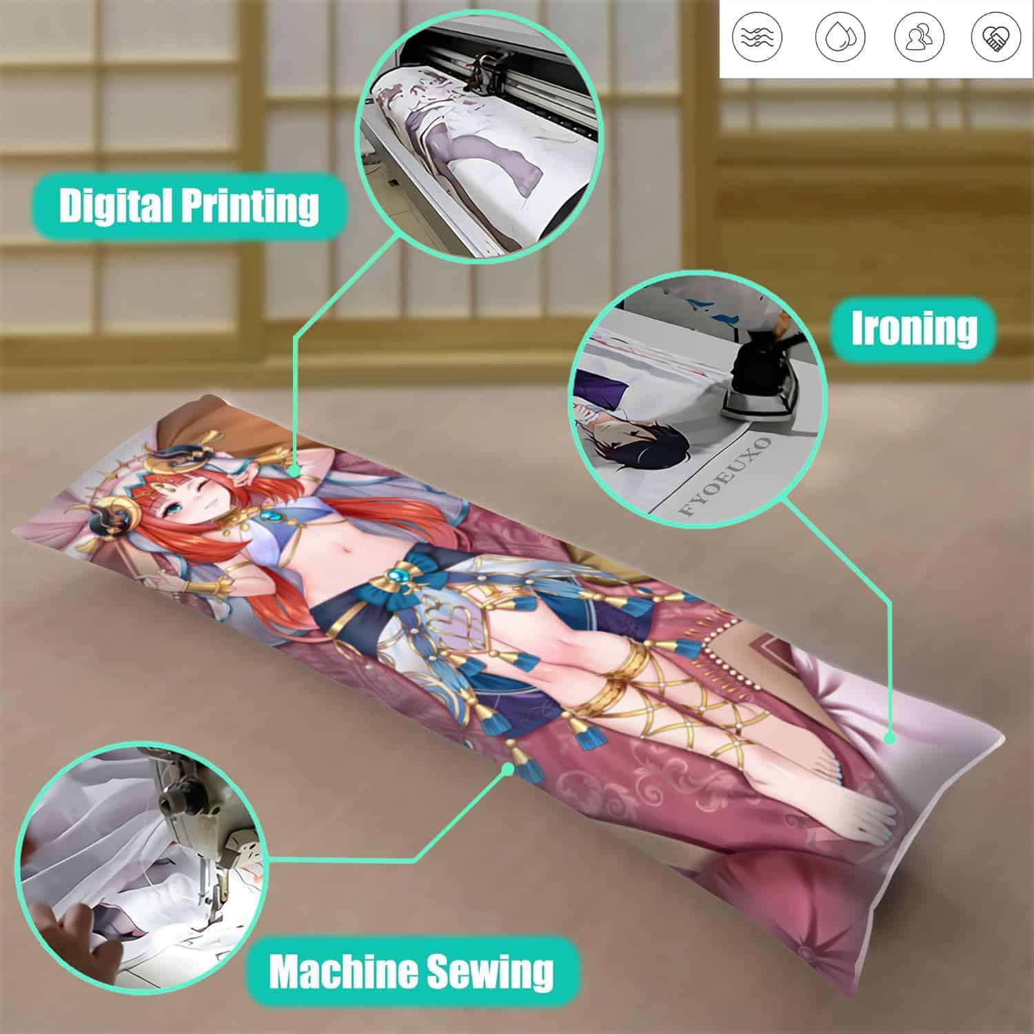 Funda de Almohada Dakimakura Anime Genshin Impact, 150cm x - Imagen 5