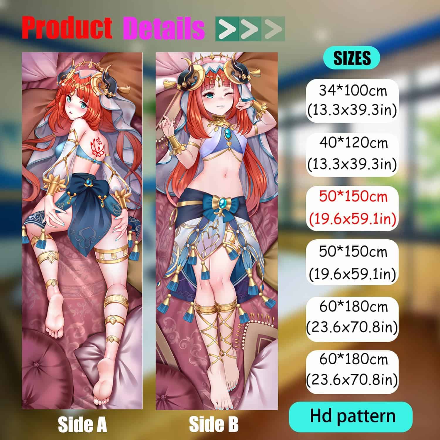 Funda de Almohada Dakimakura Anime Genshin Impact, 150cm x - Imagen 4