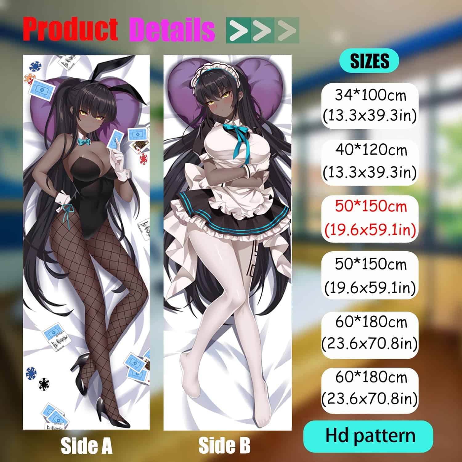 Funda de almohada de cuerpo abrazable de anime ZQJYMXY Blue - Imagen 4