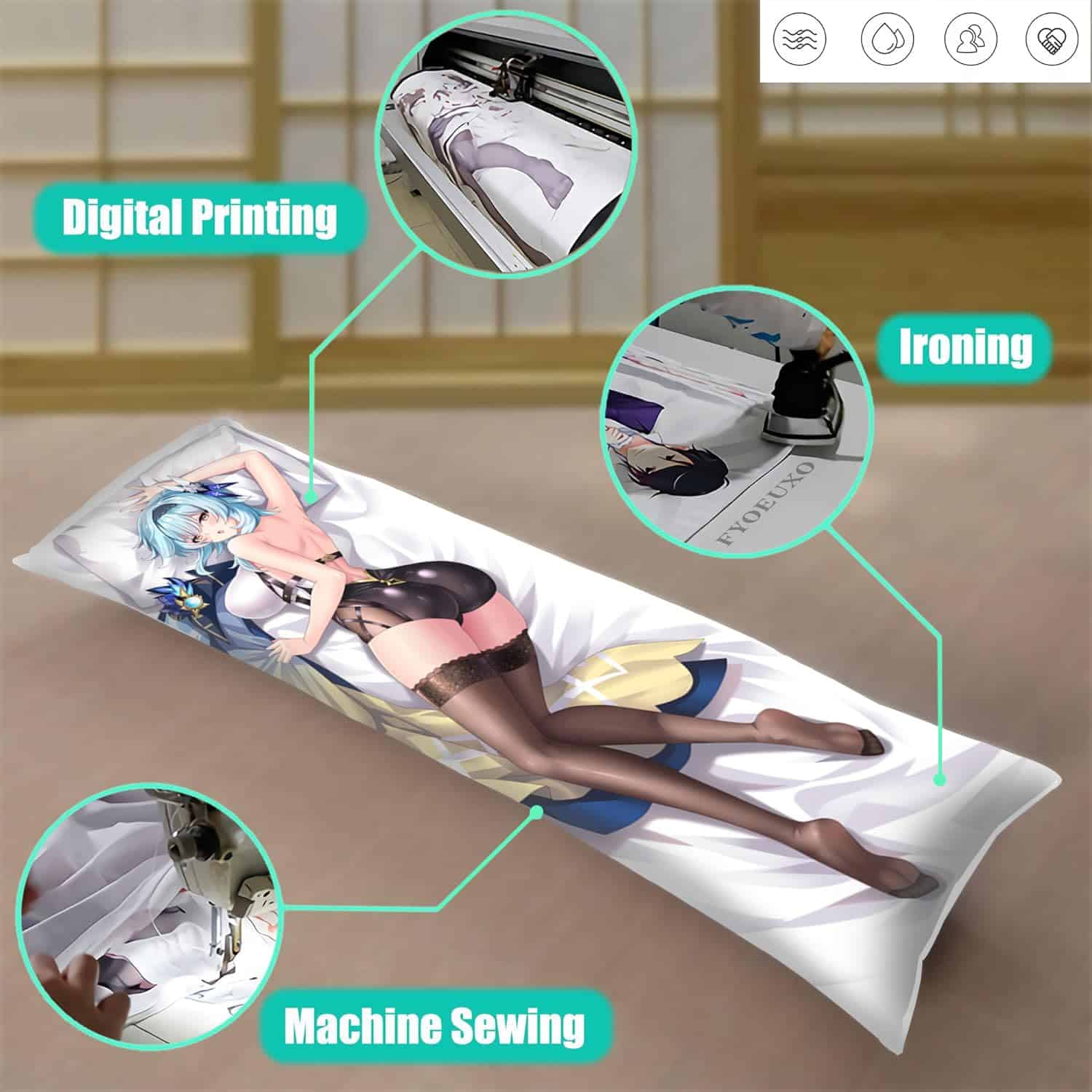 Funda de Almohada Dakimakura Anime Genshin -Eula - Imagen 5