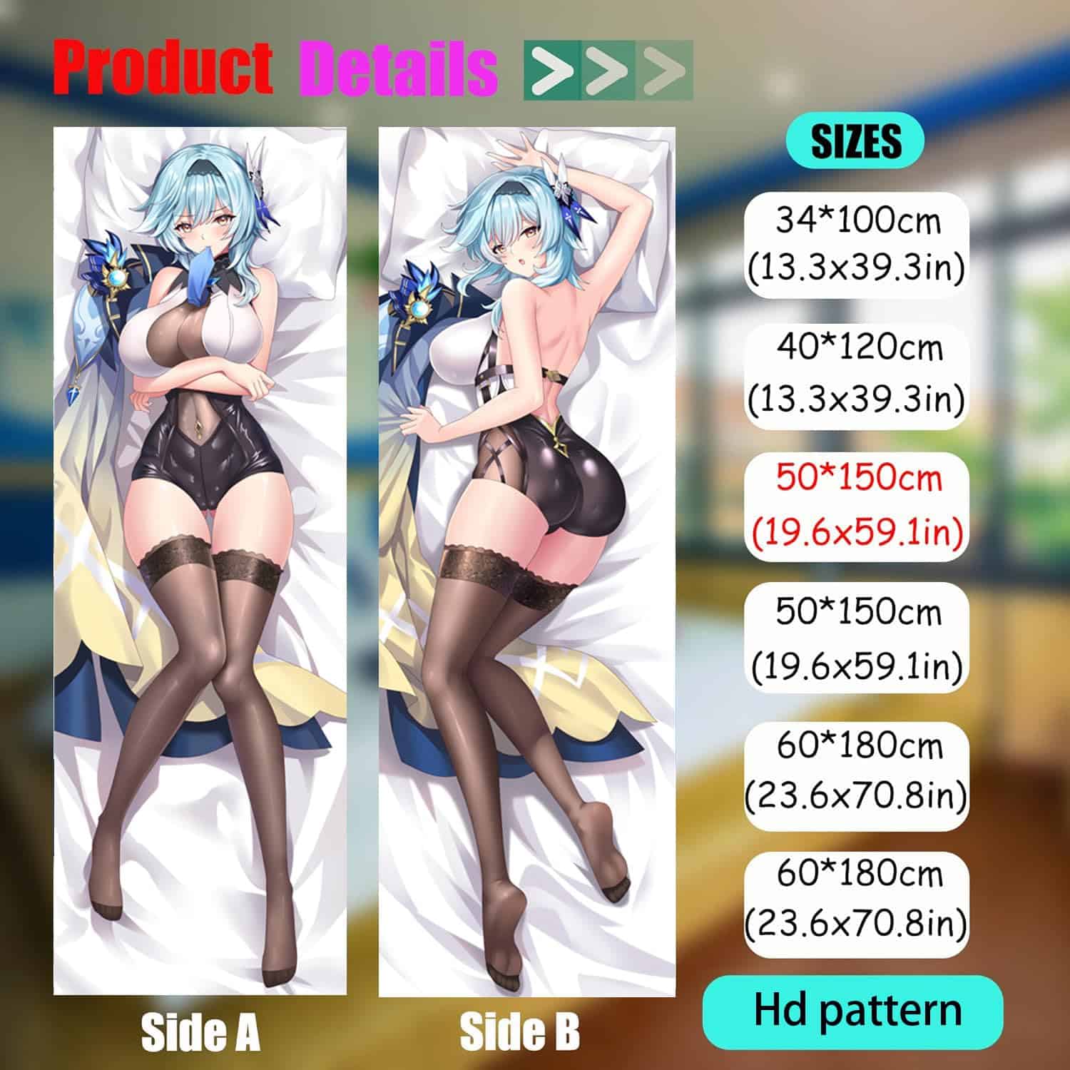 Funda de Almohada Dakimakura Anime Genshin -Eula - Imagen 4