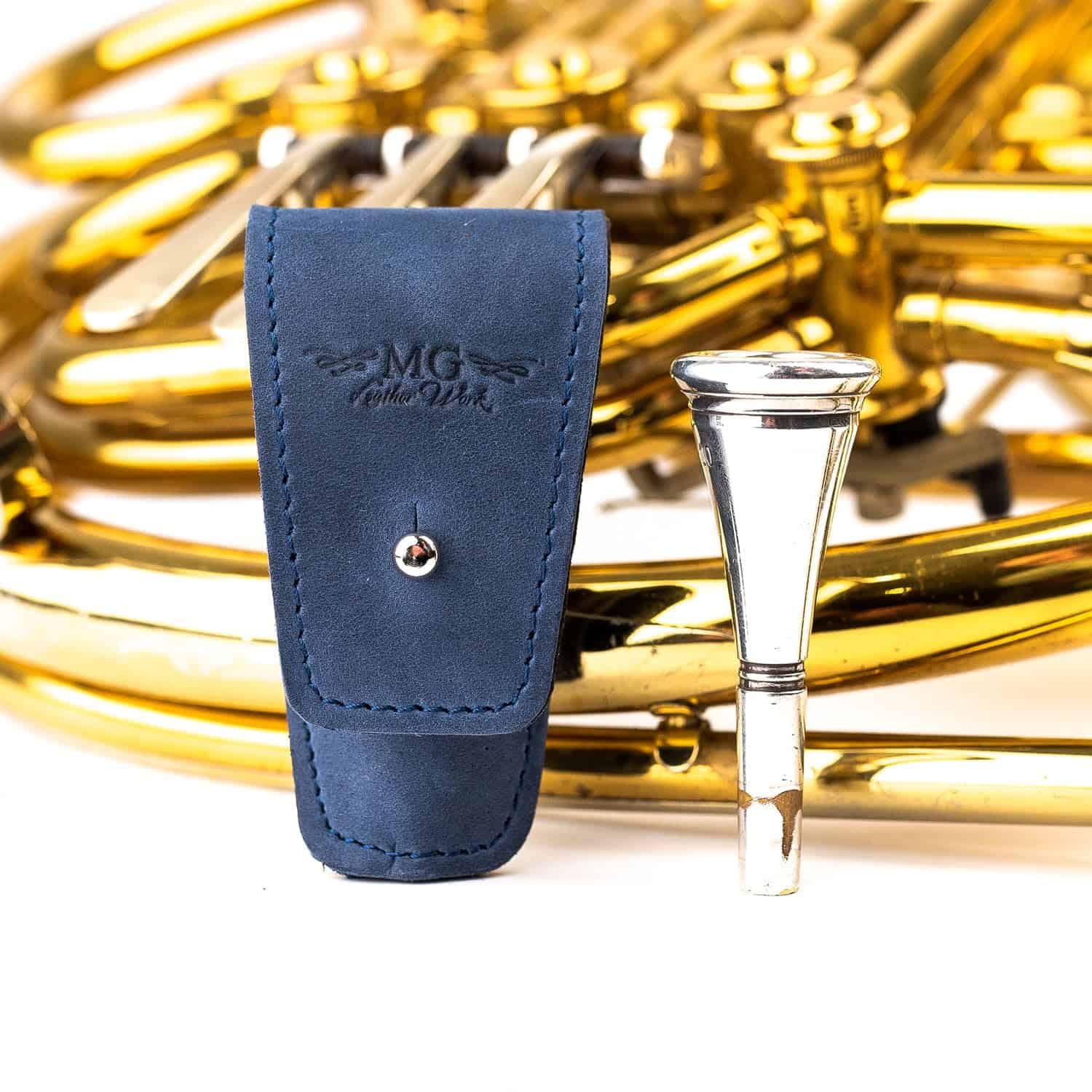 Estuche para boquilla de trompa hecha de cuero genuino MG - Imagen 6