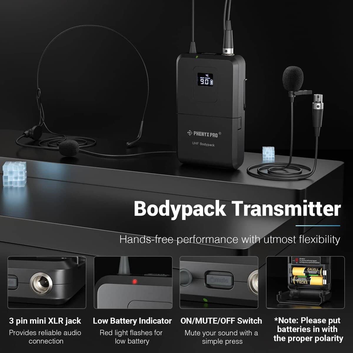 Sistema de Micrófono Inalámbrico de 4 Canales Phenyx Pro, - Imagen 5