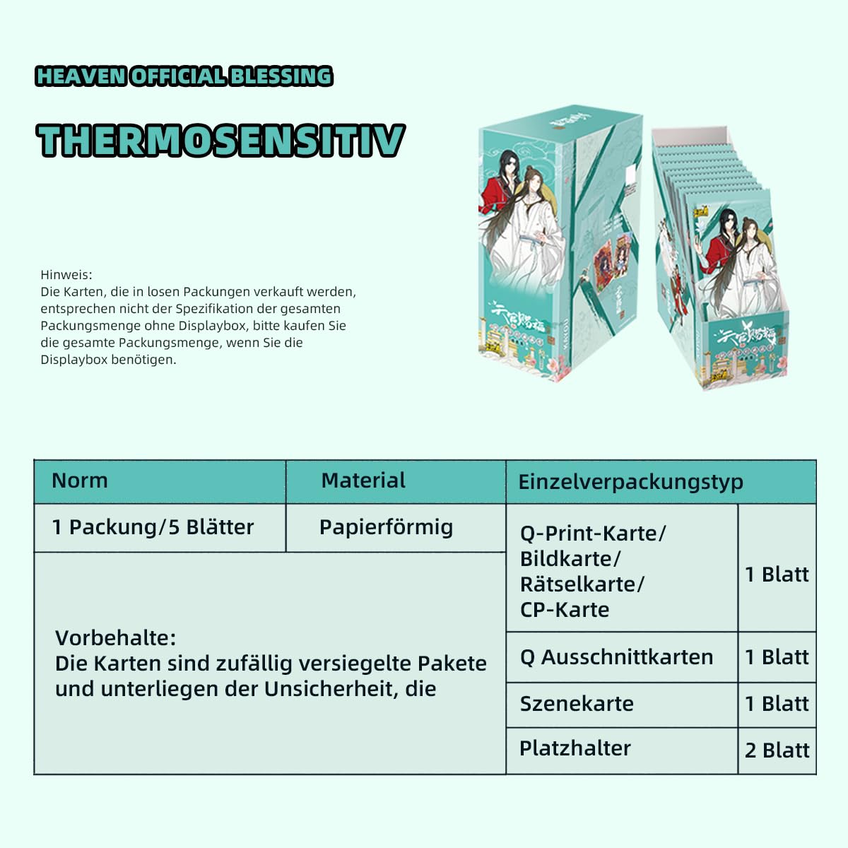 Paquetes de Refuerzo de Cartas Heaven Official Blessing - - Imagen 3