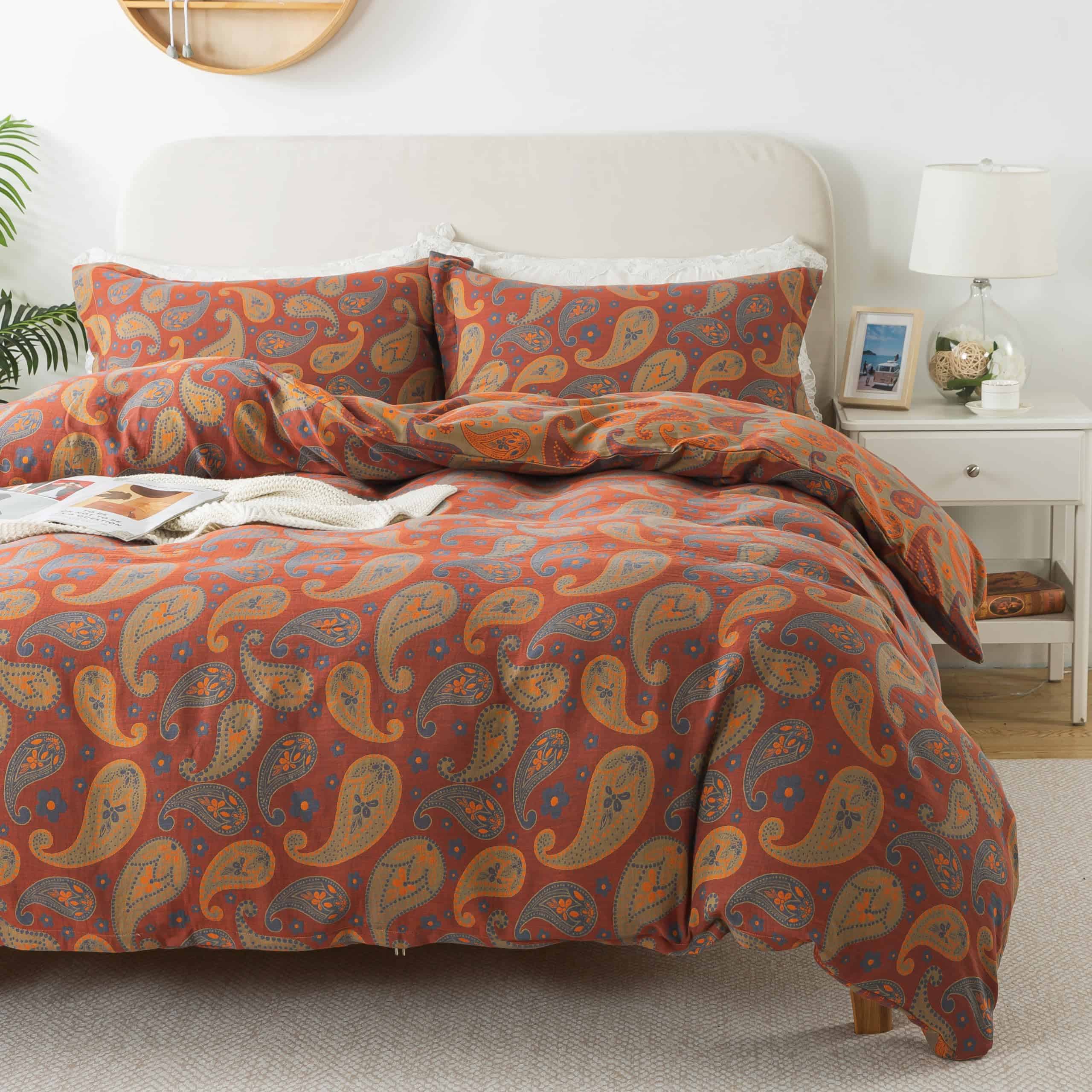 Juego de Ropa de Cama Vintage de Estilo Barroco Rojo