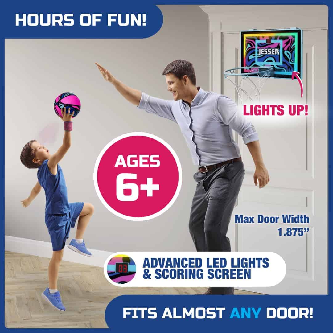 Jesser Hoop Over The Door Mini Basketball Hoop - 2 Modos de - Imagen 6