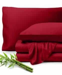 Juego de sábanas Twin XL 100% Rayón de Bambú -Rojo