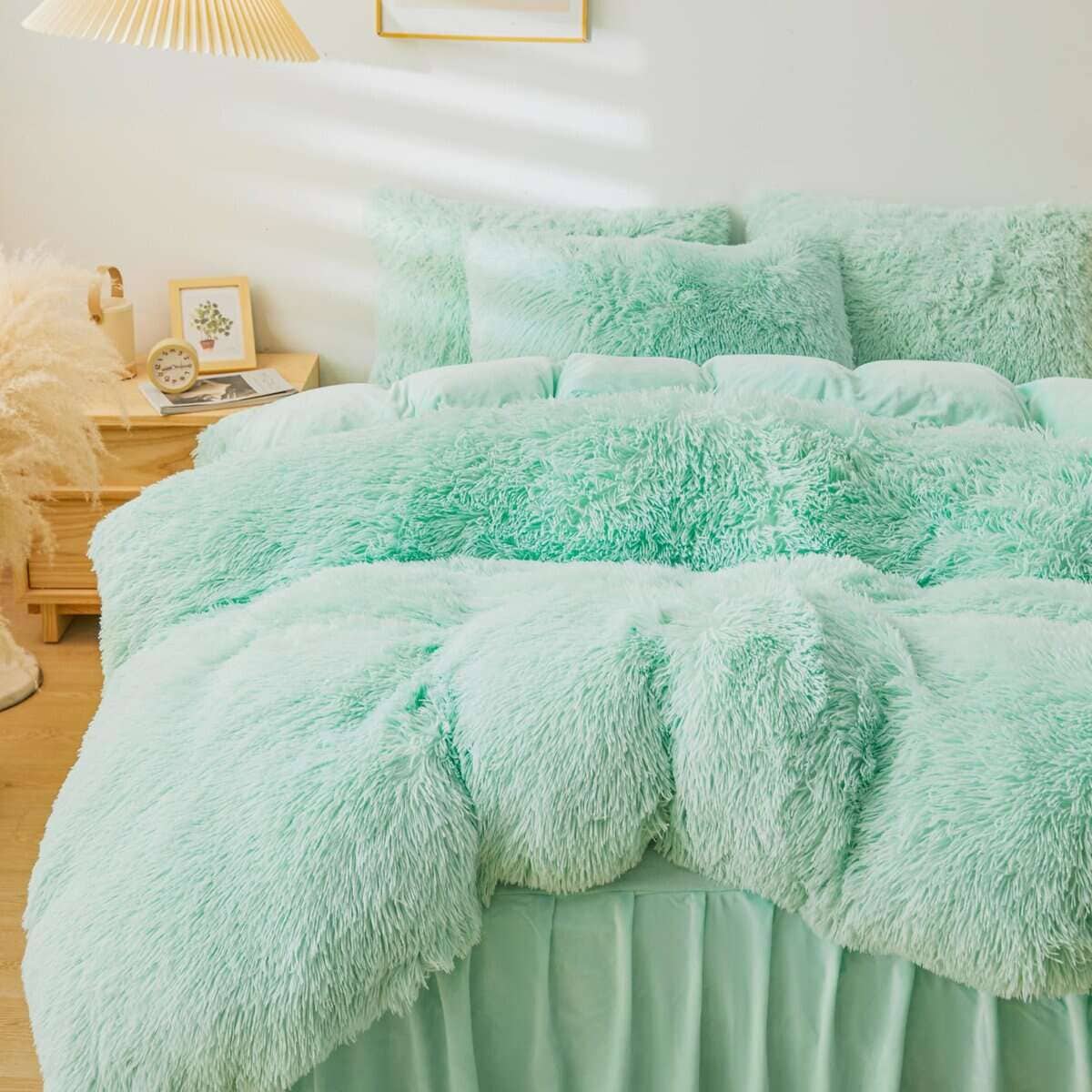 Set de cubierta de edredón de piel sintética esponjoso - Imagen 4