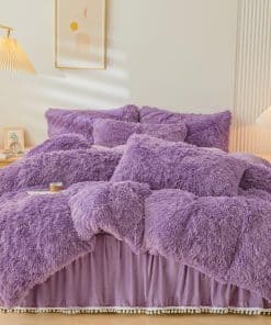 Juego de Funda Nórdica de Pelo Sintético Morado ERLOXO -