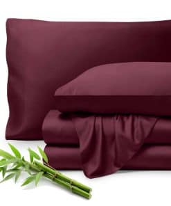 Juego de sábanas King Bare Home 100% Rayón de -Borgoña
