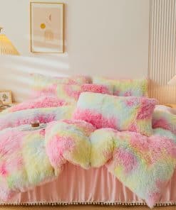 Juego de funda de edredón ERLOXO Fluffy Tie Dye para King -