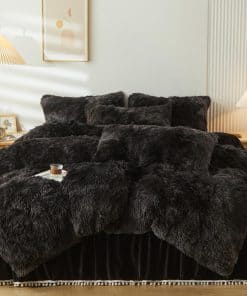 ERLOXO Juego de Funda de Edredón de Piel Sintética de Lazo