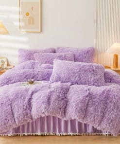 Juego de Funda de Edredón de Diseño Peludo de Lavanda