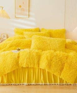 Juego de Funda de Edredón Amarillo Esponjoso ERLOXO Tamaño