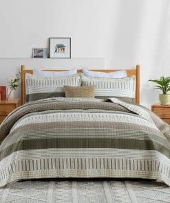 Colcha de algodón 100% para cama Queen - 3 Piezas Set de