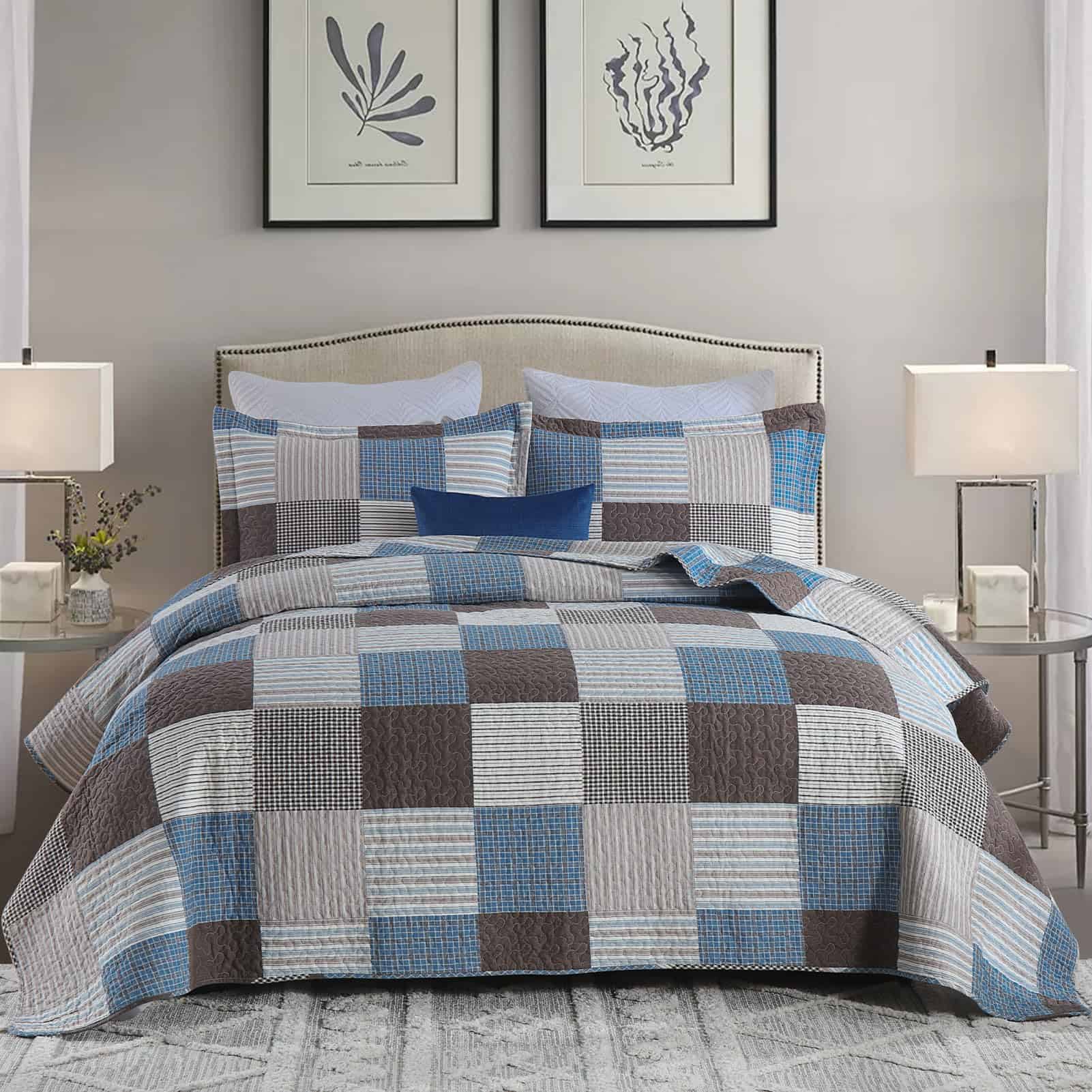 Colcha de cuadros para cama Queen Size Y-PLWOMEN - 100%