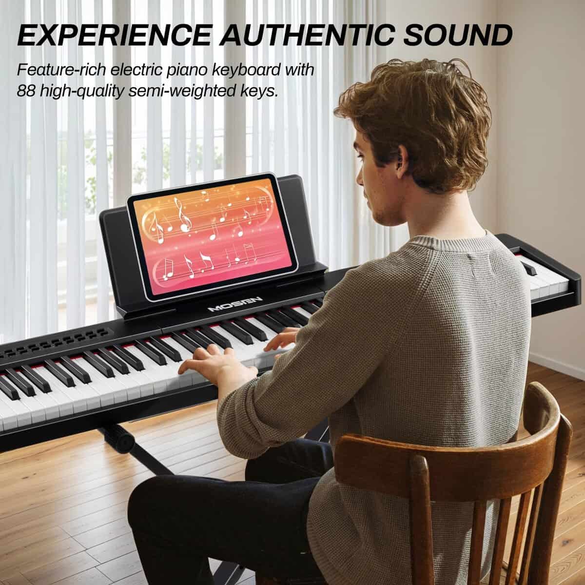 Piano digital de 88 teclas MOSEN con teclas -Negro - Imagen 3
