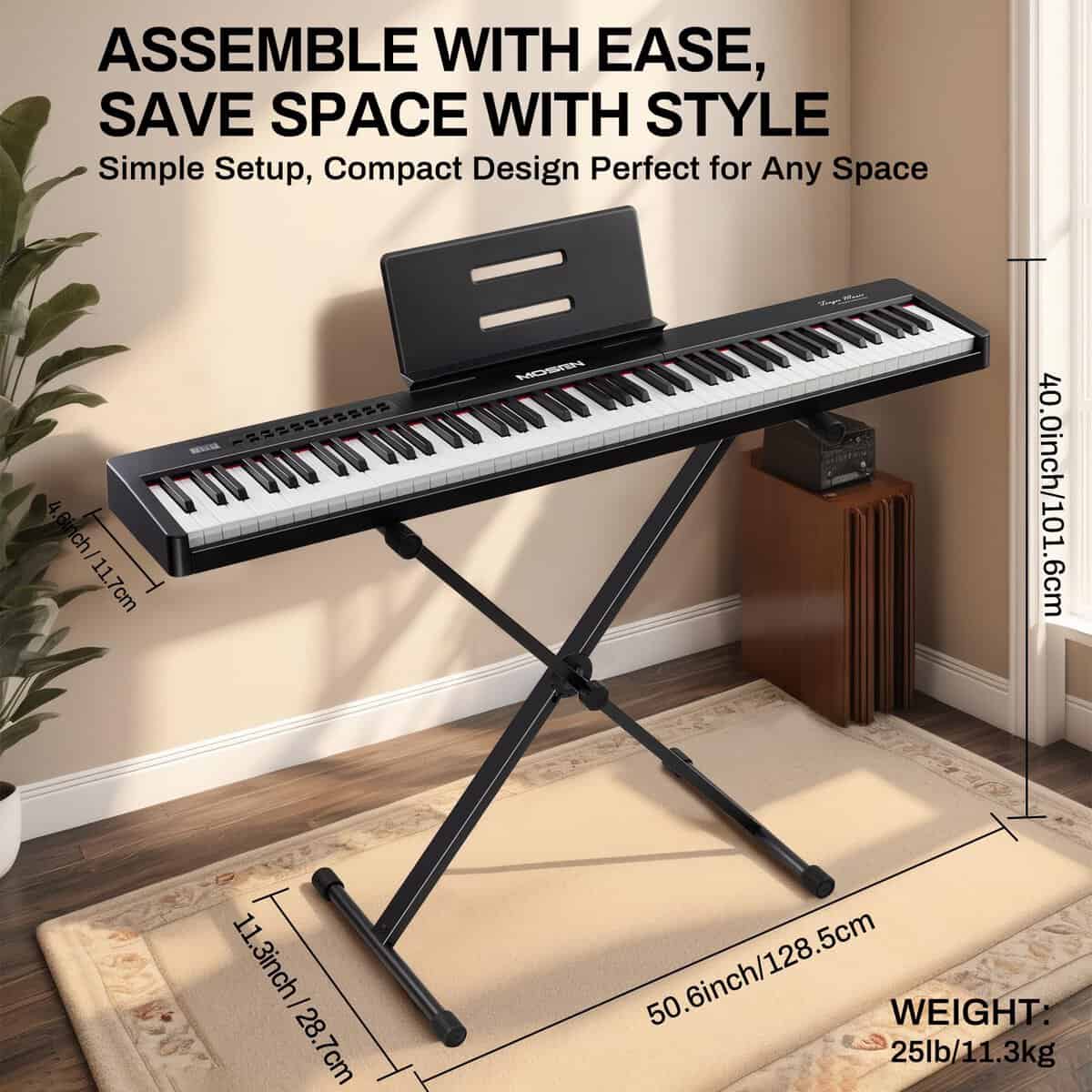 Piano digital de 88 teclas MOSEN con teclas -Negro - Imagen 8