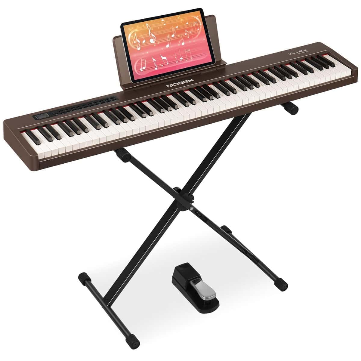 Piano digital de 88 teclas MOSEN con teclas -Marrón