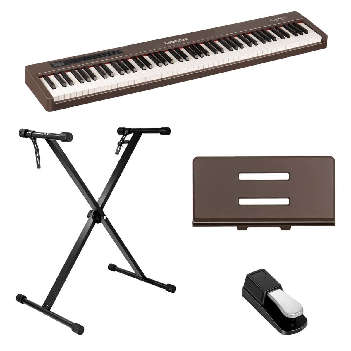 Piano digital de 88 teclas MOSEN con teclas -Marrón - Imagen 9