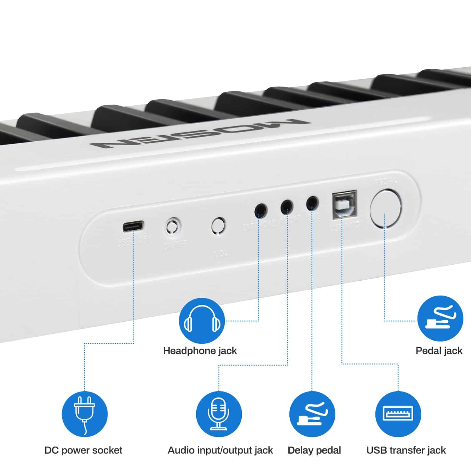 Piano digital de 88 teclas MOSEN con teclas -Blanco - Imagen 7