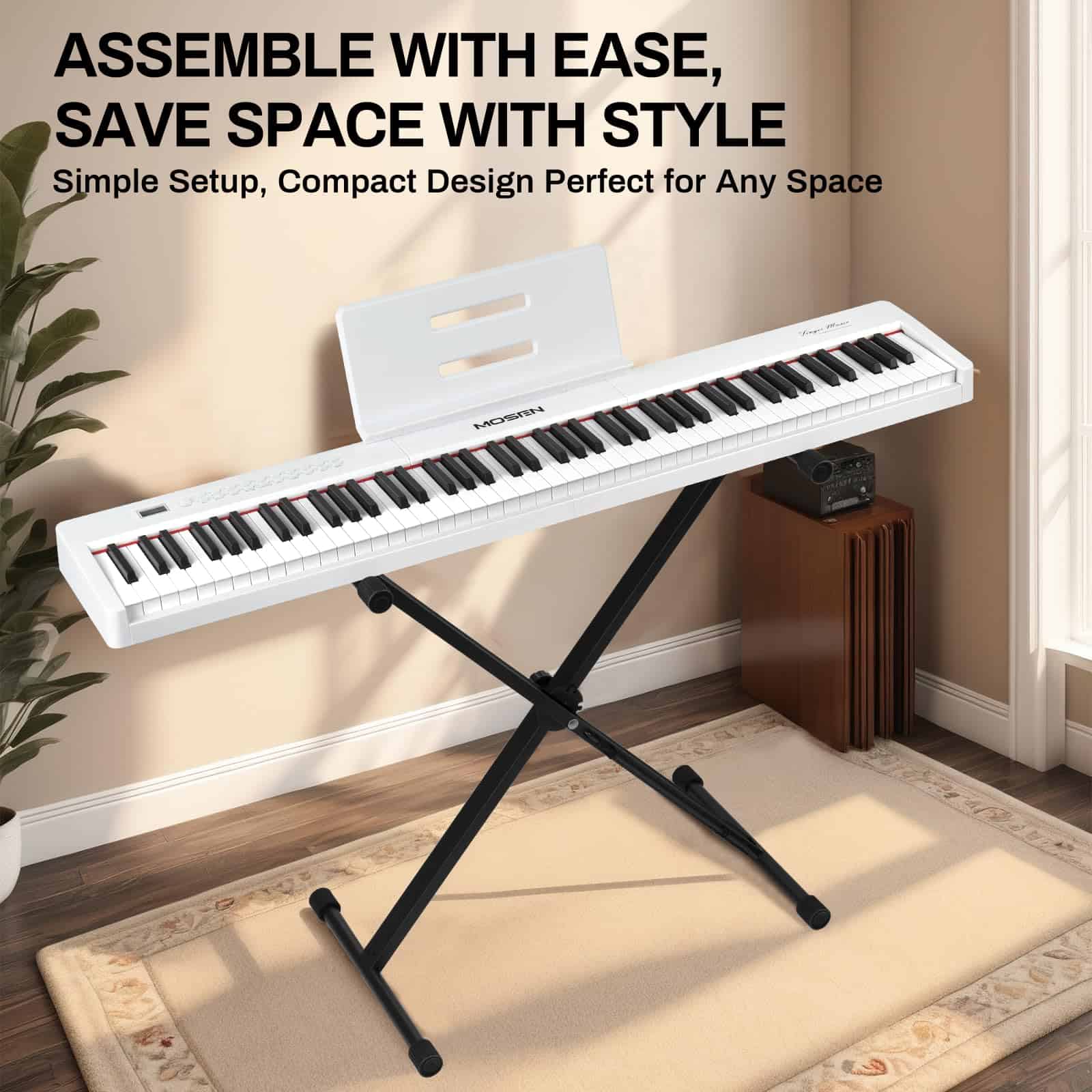 Piano digital de 88 teclas MOSEN con teclas -Blanco - Imagen 5