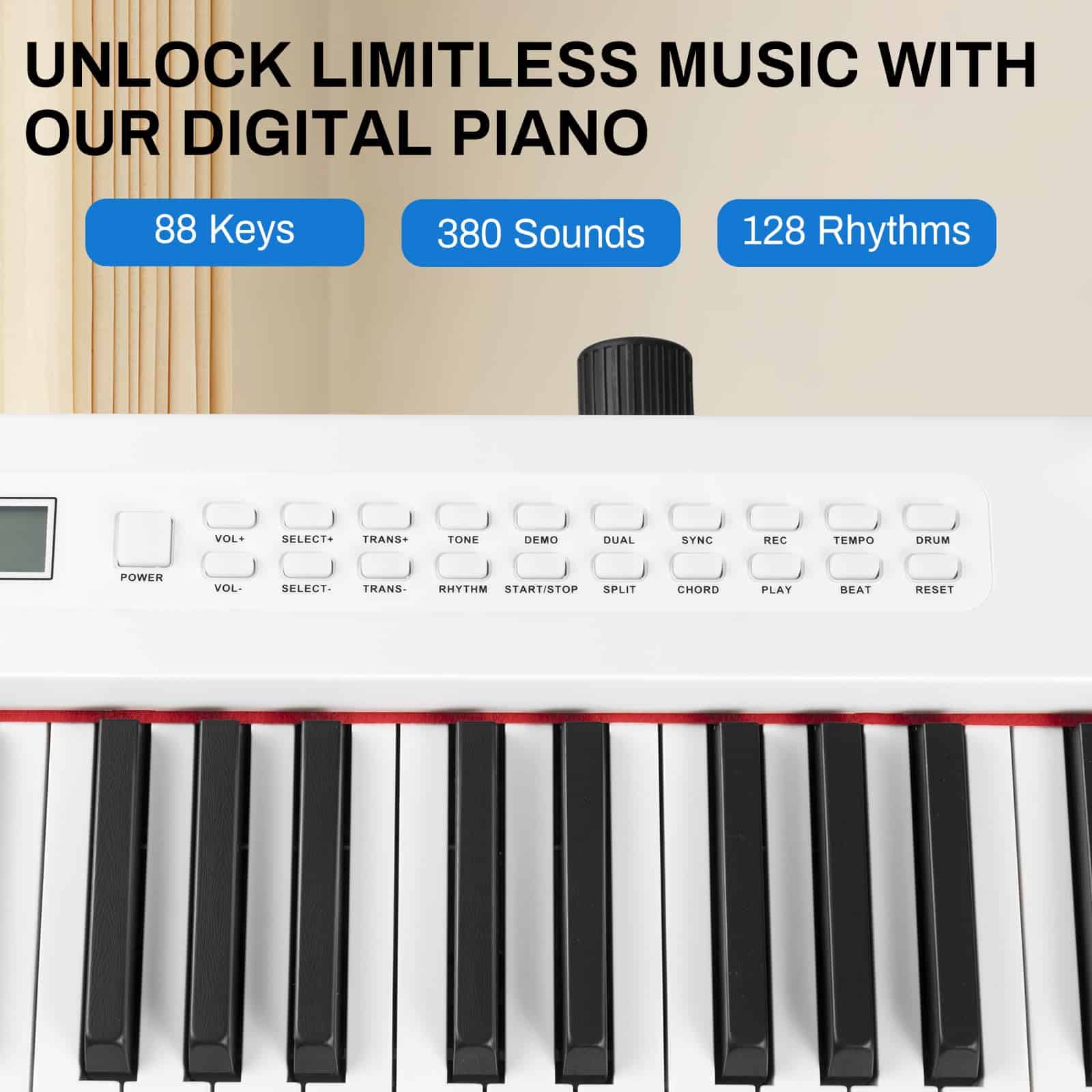 Piano digital de 88 teclas MOSEN con teclas -Blanco - Imagen 6