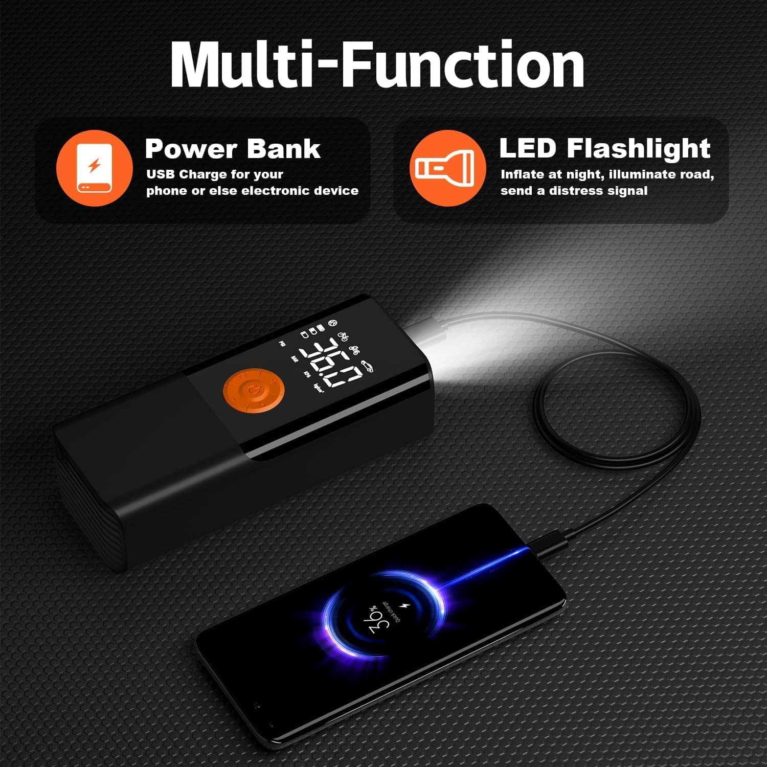 Inflador de Neumáticos Compresor de Aire Portátil, 150 PSI - Imagen 4