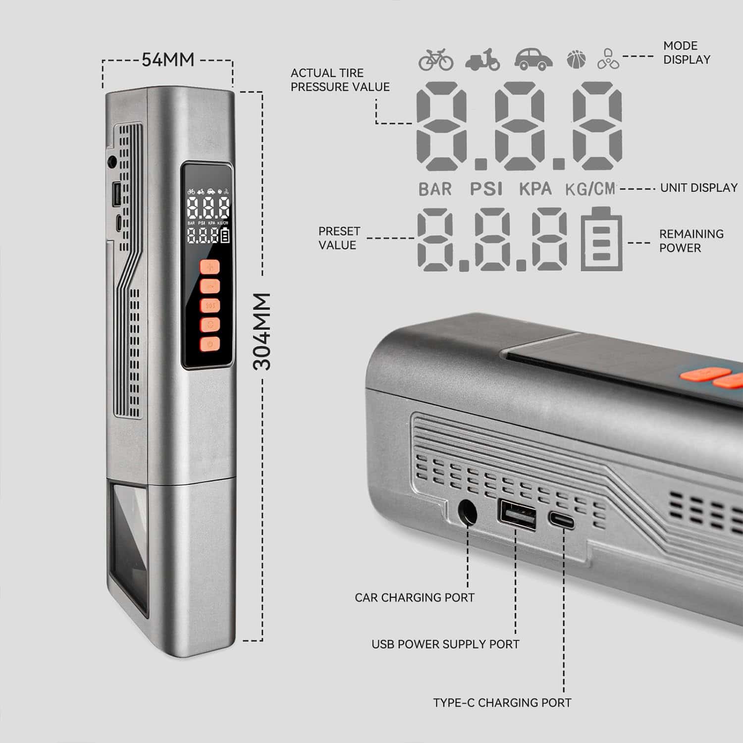 Nuevo Compresor de Aire Portátil para Neumáticos 2024 - 180 - Imagen 7