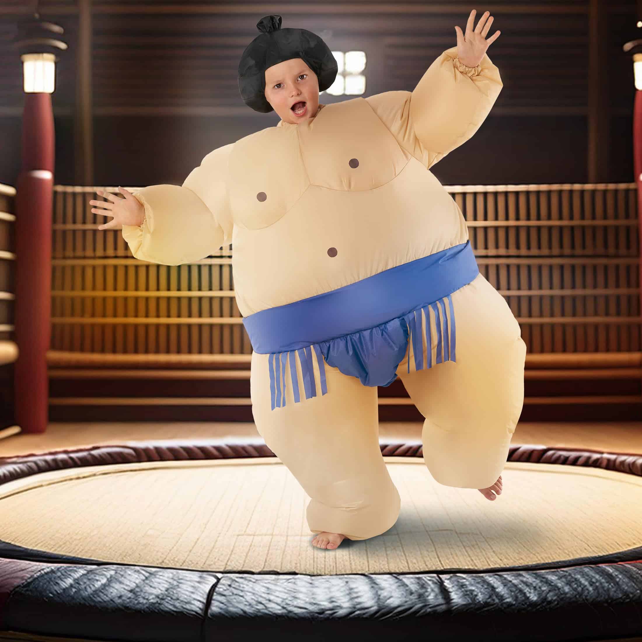 Disfraz Inflable de Luchador de Sumo Azul para Niños - Imagen 5