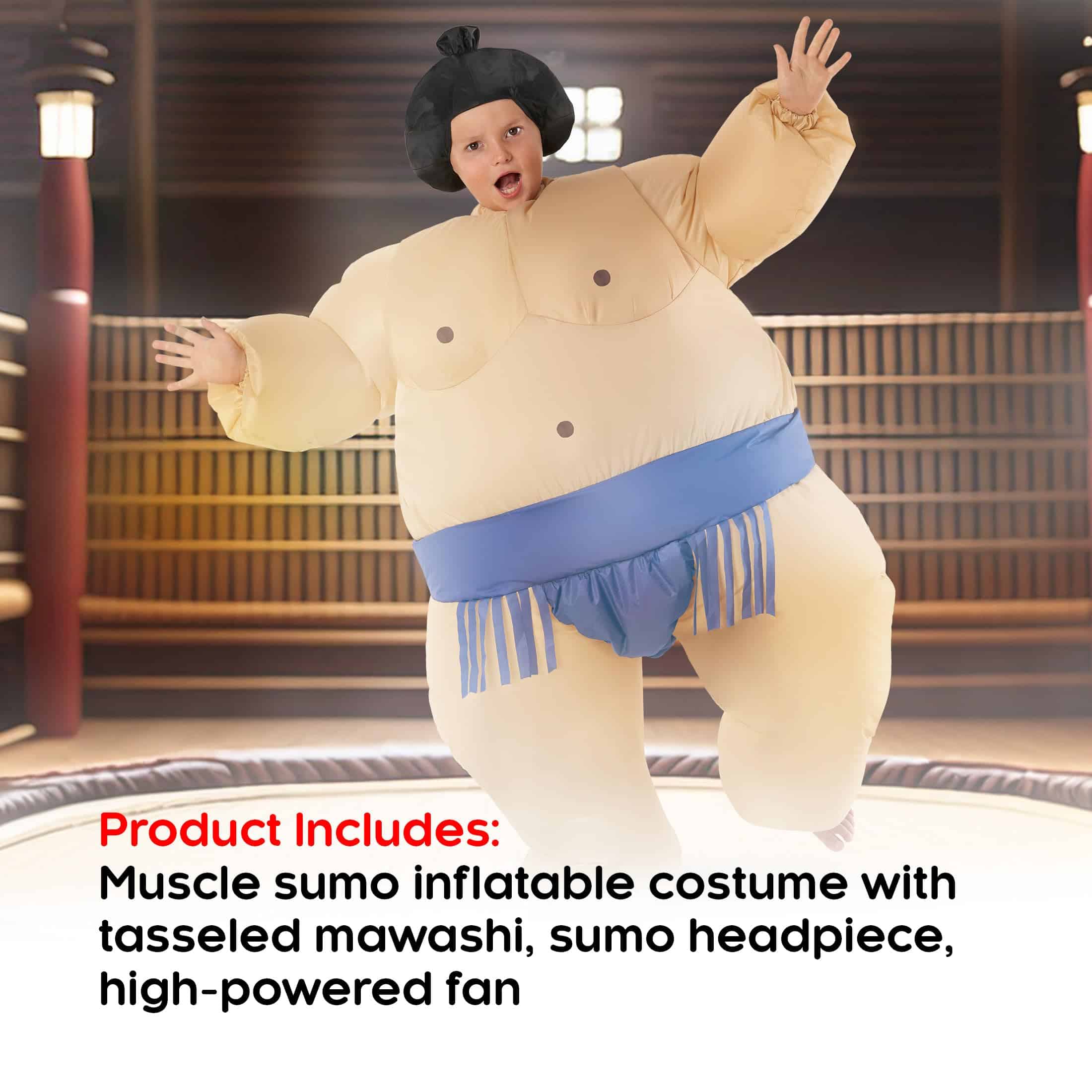 Disfraz Inflable de Luchador de Sumo Azul para Niños - Imagen 3