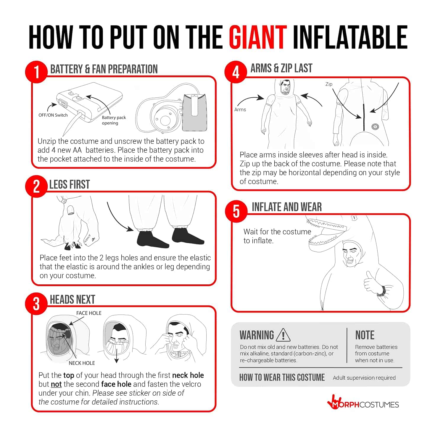 Disfraz de dinosaurio hinchable esqueleto Morph para niños, - Imagen 6