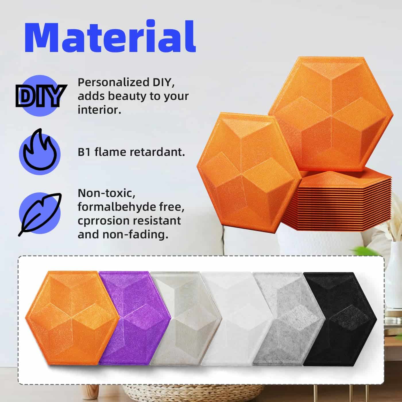 Paquete de 12 Paneles Acústicos 3D Hexagonales - Imagen 7