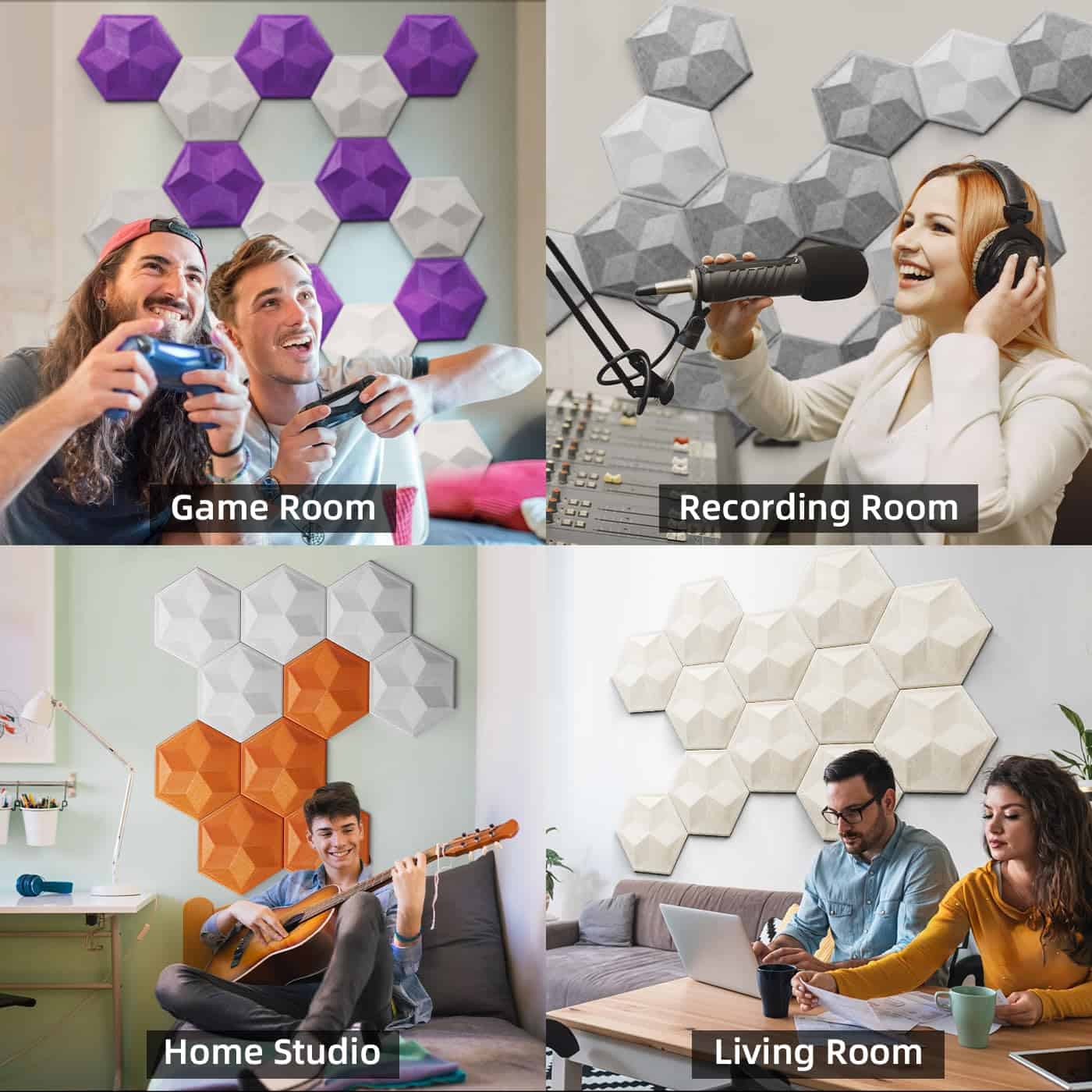 Paquete de 12 Paneles Acústicos 3D Hexagonales - Imagen 5