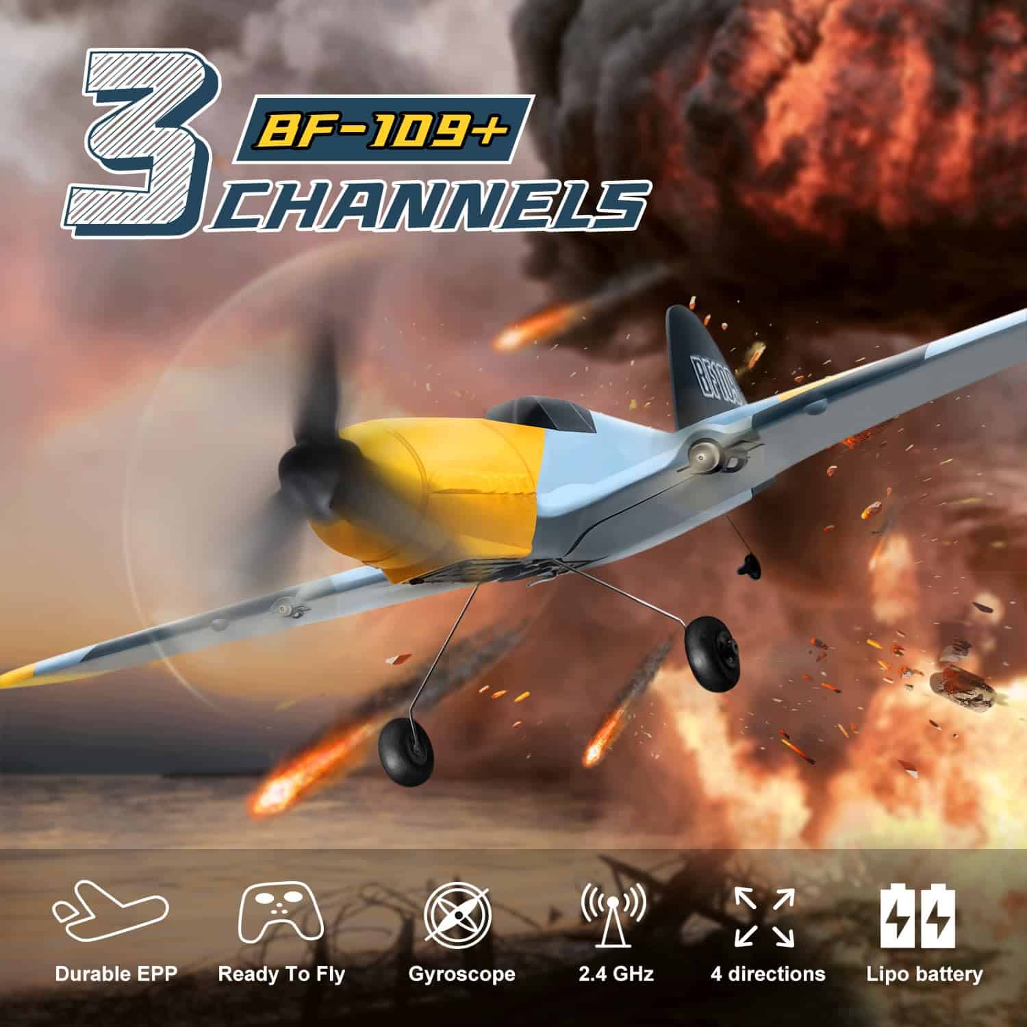 Avión RC de 3 canales HAWK'S WORK BF-109, Avión de control - Imagen 8