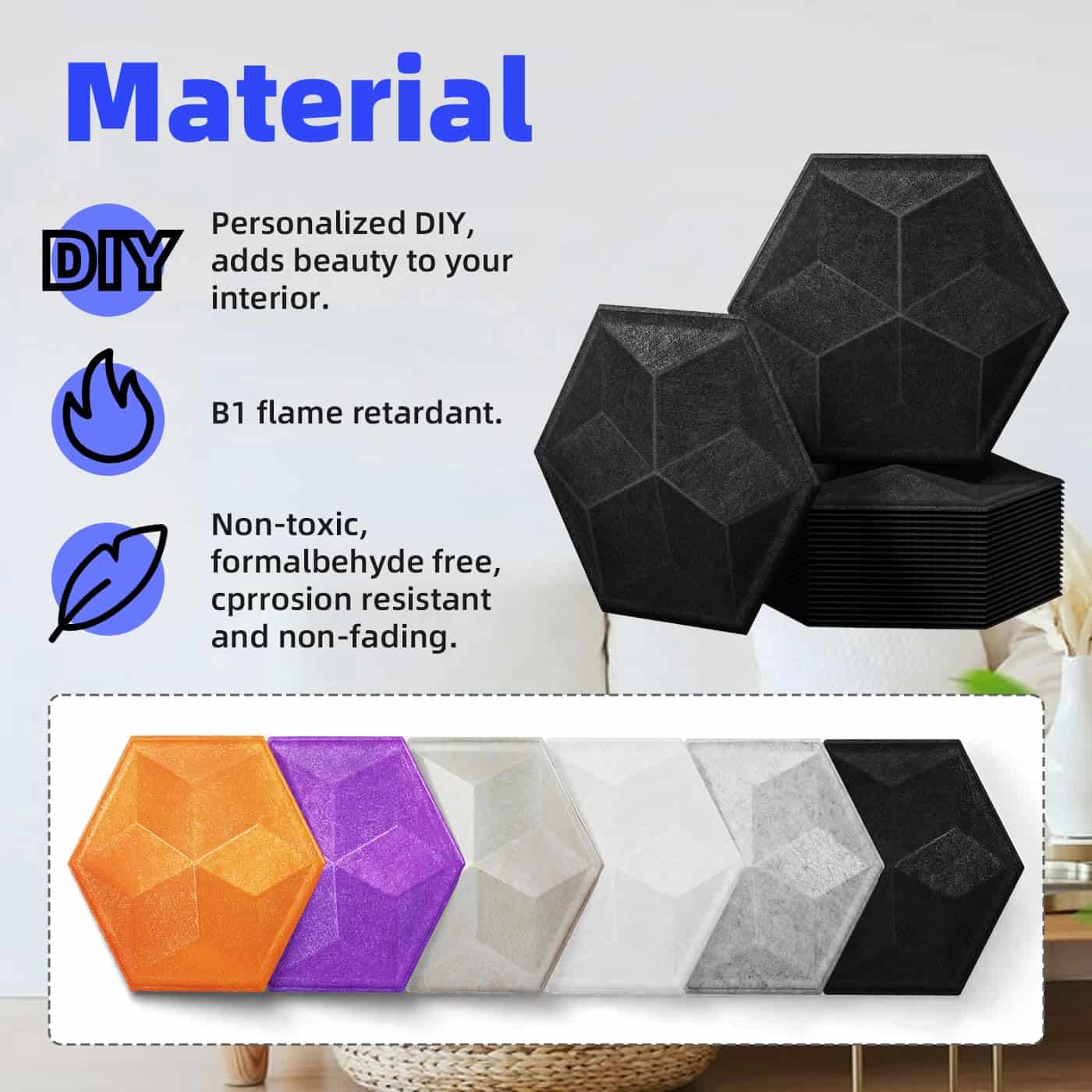 Paquete de 12 Paneles Acústicos Hexagonales 3D - Imagen 9