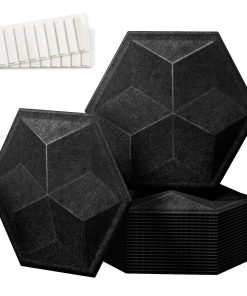 Paquete de 12 Paneles Acústicos Hexagonales 3D