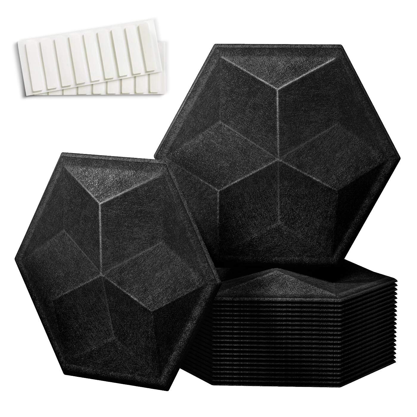 Paquete de 12 Paneles Acústicos Hexagonales 3D