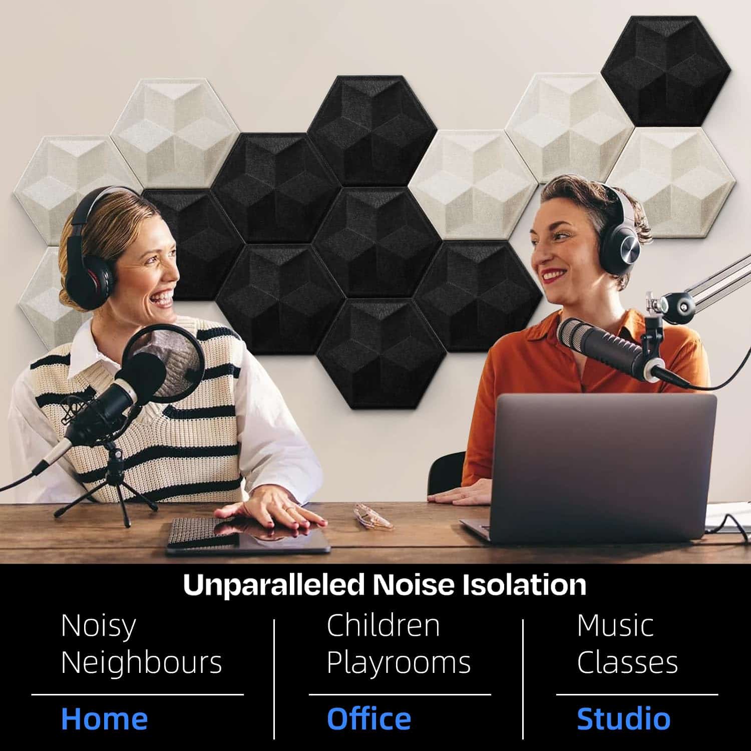 Paquete de 12 Paneles Acústicos Hexagonales 3D - Imagen 3