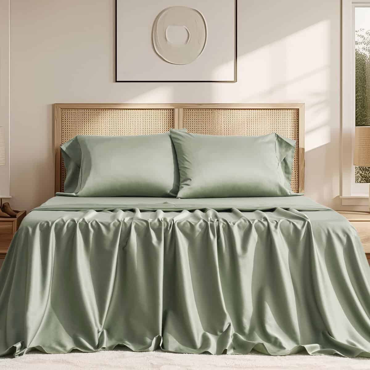 Juego de sábanas de algodón Tencel King Size de 4 piezas