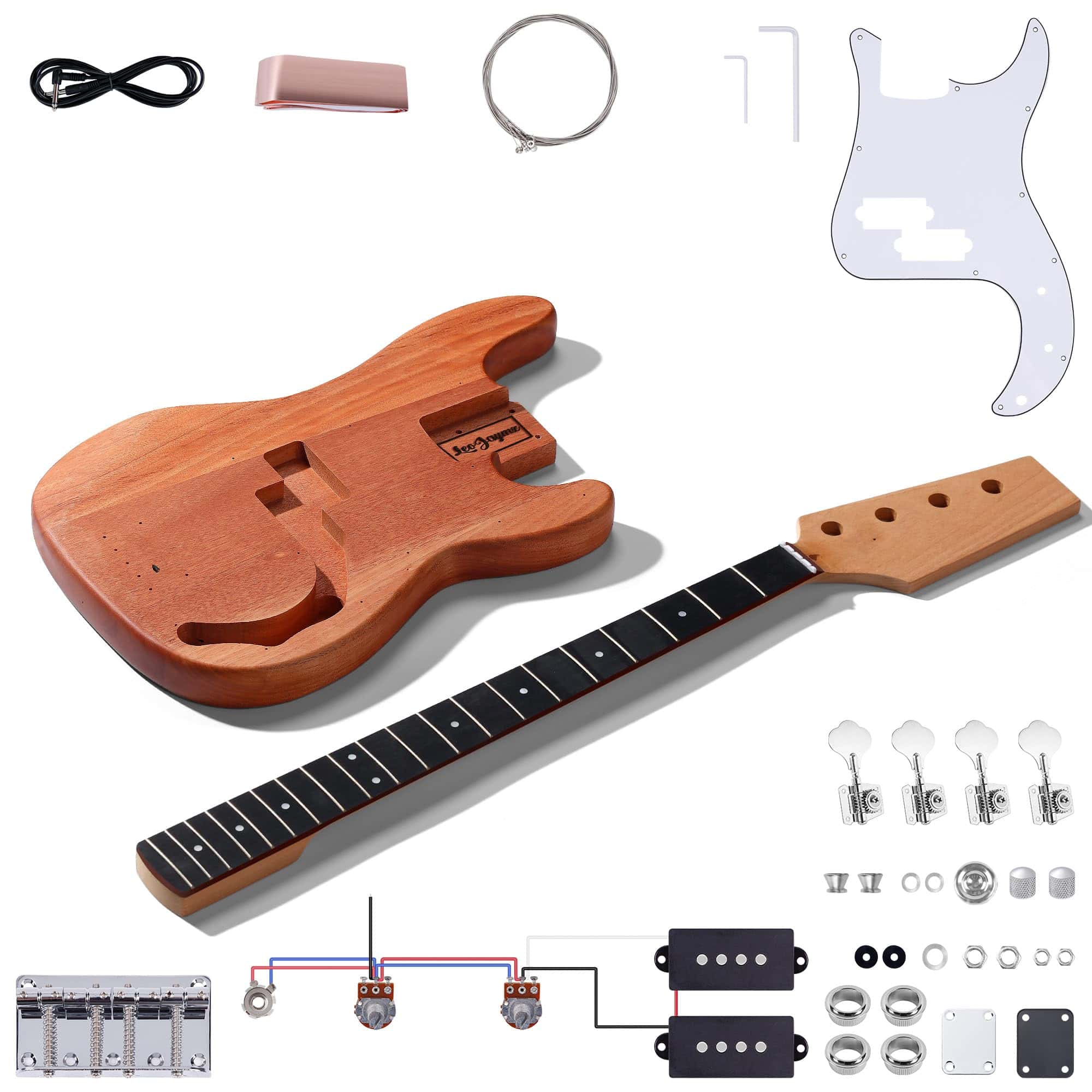 Leo Jaymz Kit de Bajo Eléctrico DIY - Cuerpo de Caoba,