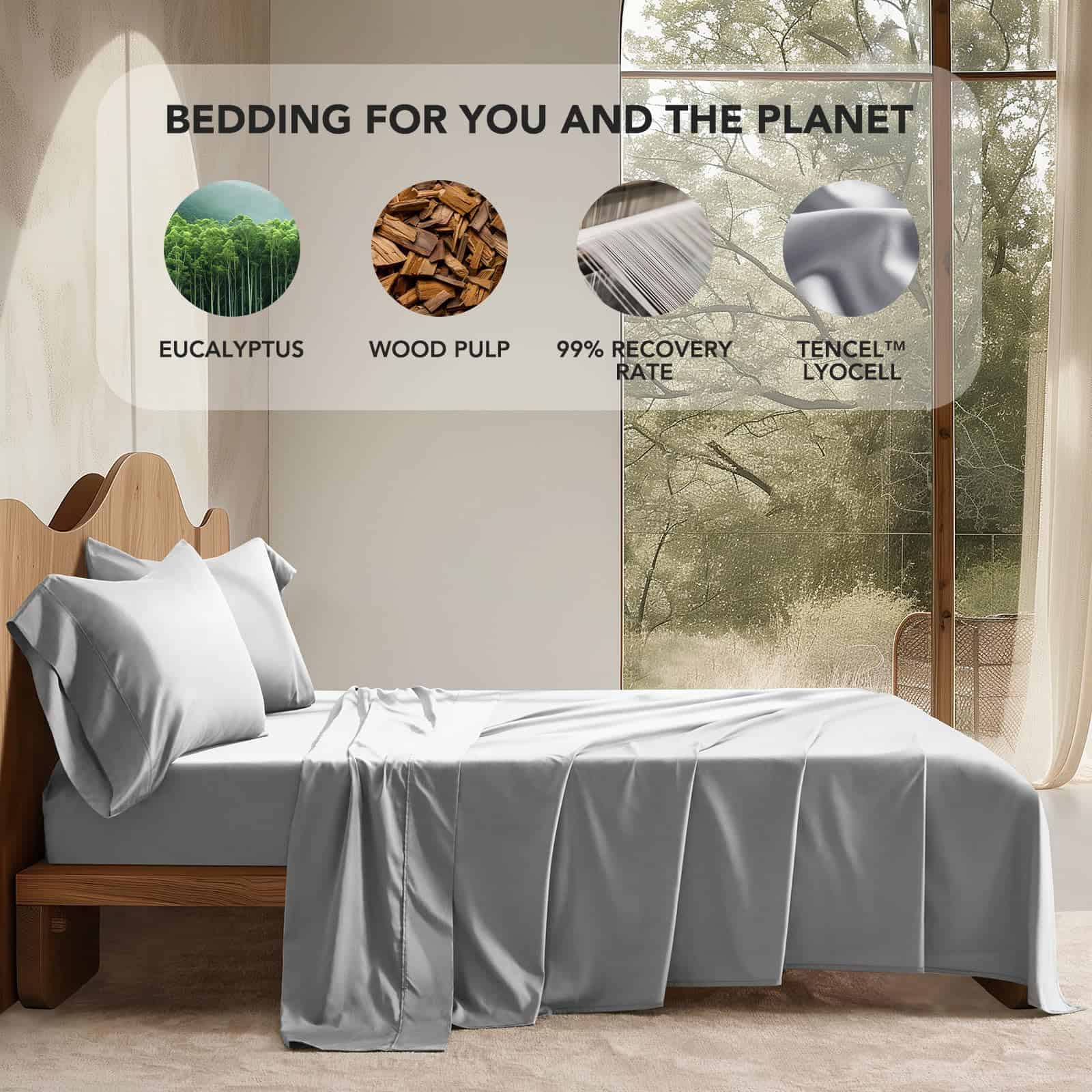 Juego de sábanas de tencel para cama King Size 4 piezas - - Imagen 4