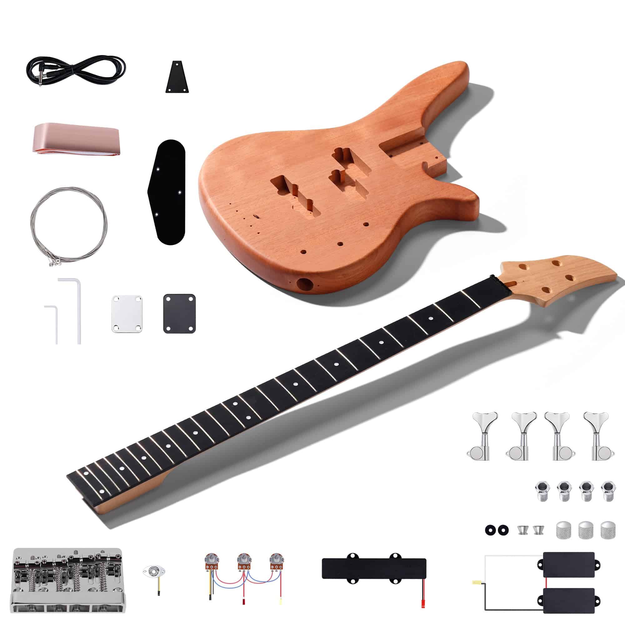 Kit de Bajo Eléctrico DIY Leo Jaymz - Cuerpo de Caoba,